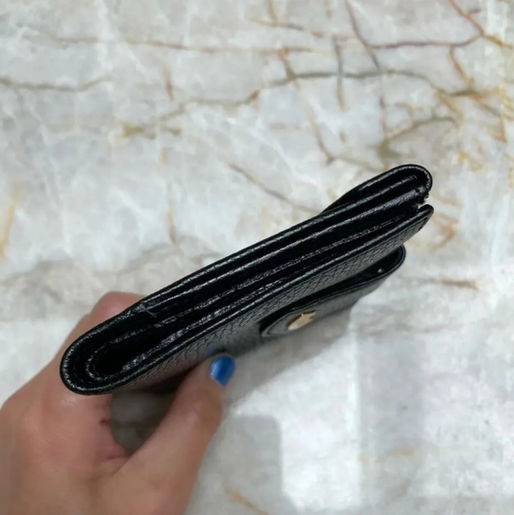 BALLY Black Pebbled Leather Bifold Snap Wallet Made In Italy Mens Women's Unisex - Picture 7 of 13